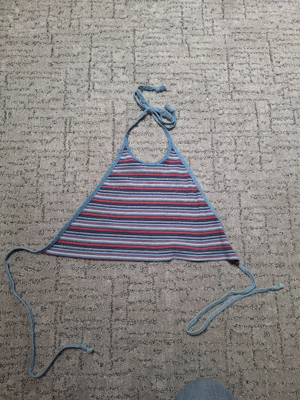 Jalate Striped High Neck Halter Top